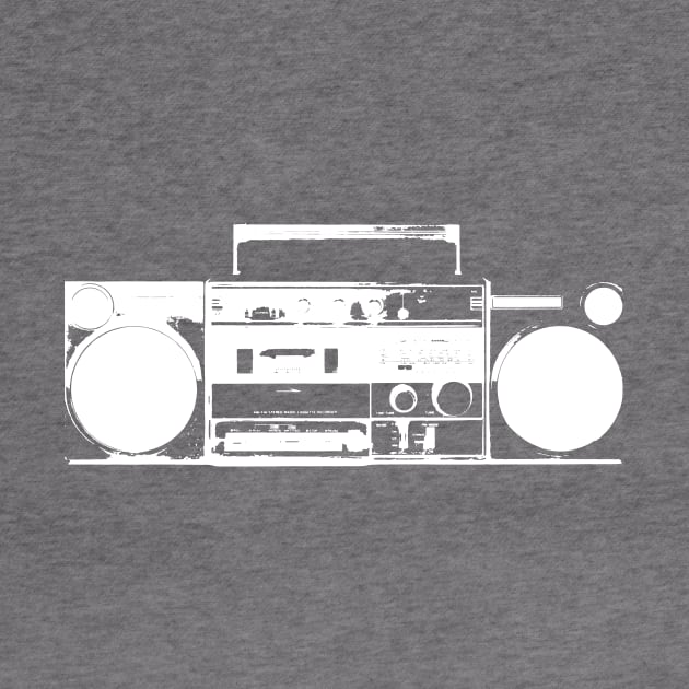 White Boom Box Vintage Graphic by Spindriftdesigns